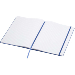Quaderno A4 con copertina rigida, chiusura elastica e similpelle, pagine a righe color blu reale seconda vista