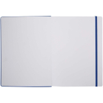 Quaderno A4 con copertina rigida, chiusura elastica e similpelle, pagine a righe color blu reale terza vista frontale
