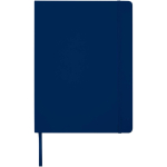 Quaderno A4 con copertina rigida, chiusura elastica e similpelle, pagine a righe color blu mare seconda vista frontale