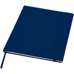 Quaderno A4 con copertina rigida, chiusura elastica e similpelle, pagine a righe color blu mare