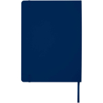 Quaderno A4 con copertina rigida, chiusura elastica e similpelle, pagine a righe color blu mare seconda vista posteriore