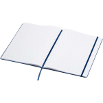 Quaderno A4 con copertina rigida, chiusura elastica e similpelle, pagine a righe color blu mare seconda vista