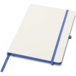 Taccuino A5 con copertina rigida, chiusura elastica e finitura morbida al tatto, pagine a righe color blu reale