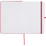 Set con taccuino A5 con copertina rigida e penna a inchiostro blu color rosso terza vista frontale