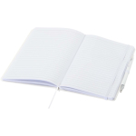 Set con taccuino A5 con copertina rigida e penna a inchiostro blu color bianco seconda vista