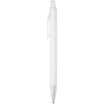 Set con taccuino A5 con copertina rigida e penna a inchiostro blu color bianco vista laterale