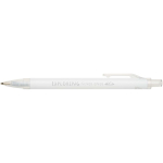 Set con taccuino A5 con copertina rigida e penna a inchiostro blu color bianco vista con logo stampato 2