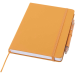 Set con taccuino A5 con copertina rigida e penna a inchiostro blu color arancione