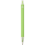 Set con taccuino A5 con copertina rigida e penna a inchiostro blu color lime terza vista posteriore