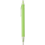 Set con taccuino A5 con copertina rigida e penna a inchiostro blu color lime vista laterale
