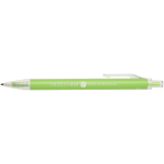 Set con taccuino A5 con copertina rigida e penna a inchiostro blu color lime vista con logo stampato 2