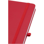 Quaderno A5 con copertina rigida in pelle sintetica e fogli a righe color rosso vista dettaglio 1