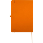 Quaderno A5 con copertina rigida in pelle sintetica e fogli a righe color arancione seconda vista posteriore