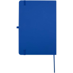 Quaderno A5 con copertina rigida in pelle sintetica e fogli a righe color blu reale seconda vista posteriore