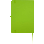 Quaderno A5 con copertina rigida in pelle sintetica e fogli a righe color lime seconda vista posteriore