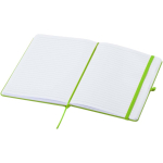 Quaderno A5 con copertina rigida in pelle sintetica e fogli a righe color lime seconda vista
