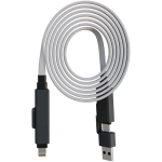Cavo di ricarica con avvolgimento magnetico a doppio ingresso 60W color grigio seconda vista frontale
