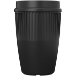Bicchiere riutilizzabile con coperchio 360° e bordo isolante 350ml color nero seconda vista frontale