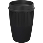 Bicchiere riutilizzabile con coperchio 360° e bordo isolante 350ml color nero