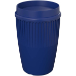 Bicchiere riutilizzabile con coperchio 360° e bordo isolante 350ml color blu