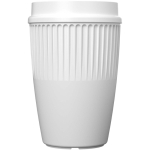 Bicchiere riutilizzabile con coperchio 360° e bordo isolante 350ml color bianco seconda vista frontale