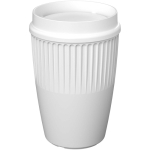 Bicchiere riutilizzabile con coperchio 360° e bordo isolante 350ml color bianco