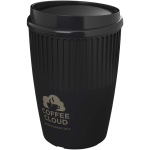 Bicchiere riutilizzabile in plastica riciclata a parete singola 350 ml color nero vista con logo stampato 2