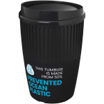 Bicchiere riutilizzabile in plastica riciclata a parete singola 350 ml color nero vista con logo