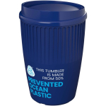 Bicchiere riutilizzabile in plastica riciclata a parete singola 350 ml color blu vista con logo