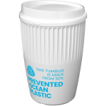 Bicchiere riutilizzabile in plastica riciclata a parete singola 350 ml color bianco vista con logo