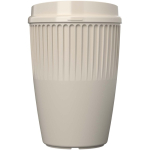 Bicchiere riutilizzabile in plastica riciclata a parete singola 350 ml color sabbia seconda vista frontale