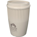 Bicchiere riutilizzabile in plastica riciclata a parete singola 350 ml color sabbia vista con logo stampato 2