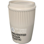 Bicchiere riutilizzabile in plastica riciclata a parete singola 350 ml color sabbia vista con logo
