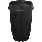 Bicchiere a parete singola con coperchio 360° e fascia isolante 350ml color nero