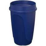 Bicchiere a parete singola con coperchio 360° e fascia isolante 350ml color blu