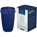 Bicchiere a parete singola con coperchio 360° e fascia isolante 350ml color blu quarta vista