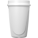 Bicchiere a parete singola con coperchio 360° e fascia isolante 350ml color bianco seconda vista frontale