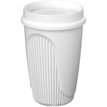 Bicchiere a parete singola con coperchio 360° e fascia isolante 350ml color bianco