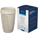 Bicchiere a parete singola con coperchio 360° e fascia isolante 350ml color sabbia quarta vista