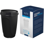 Bicchiere riutilizzabile con coperchio a clip e fascia isolante 350ml color nero quarta vista