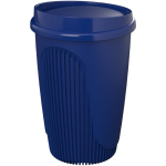 Bicchiere riutilizzabile con coperchio a clip e fascia isolante 350ml color blu