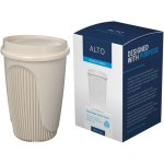 Bicchiere riutilizzabile con coperchio a clip e fascia isolante 350ml color sabbia quarta vista