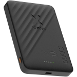 Batteria esterna ultrasottile con ricarica wireless 5.000 mAh Xtorm color nero vista con logo stampato 2
