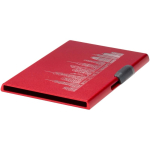 Portacarte magnetico con protezione RFID e materiali riciclati color rosso vista con logo stampato 2