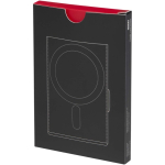 Portacarte magnetico con protezione RFID e materiali riciclati color rosso seconda vista con scatola