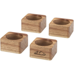 Portatovaglioli resistenti in acacia con finitura a venatura naturale color legno vista con logo stampato 2