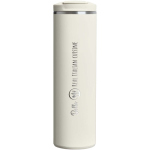 Bicchiere termico a doppia parete con coperchio ermetico 470ml Stanley color beige vista con logo stampato 2