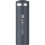 Bicchiere termico a doppia parete con coperchio ermetico 470ml Stanley color blu grigiastro vista con logo stampato 2