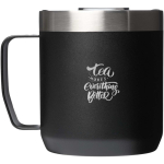 Tazza termica con coperchio antispruzzo in acciaio inox 350ml Stanley color nero vista con logo stampato 2