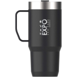 Tazza termica con coperchio antirovesciamento e doppia parete 473ml Stanley color nero vista con logo stampato 2